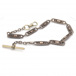 Sterling Silver T-Bar Pocket Watch Chain with Fancy Twisted Links