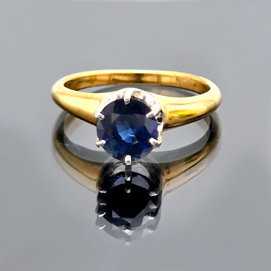 Sapphire Ring | 18K Yellow Gold Quality 1 Blue Sapphire (2 Sapphire Ring | 18K Yellow Gold Quality 1 Blue Sapphire (2