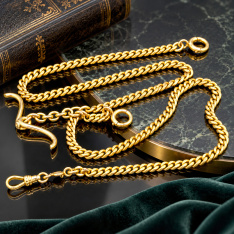 14K Yellow Gold Double Albert Pocket Watch Chain | 22" | 46.18 Grams