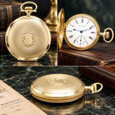 14K Gold Waltham Hunter Case Pocket Watch c.1915 | 17 Jewel | 16 Size