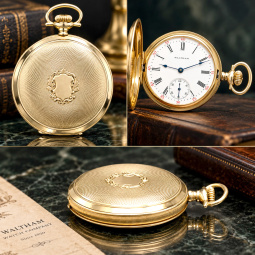 14K Gold Waltham Hunter Case Pocket Watch c.1915 | 17 Jewel | 16 Size