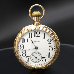 Exceptional Design Art Nouveau 14K Rose Gold Elgin Pocket Watch CA1907