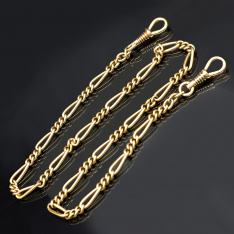 Antique 14K Yellow Gold Figaro Link Pocket Watch Chain | 18" | 15.5 DWTS