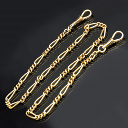 Antique 14K Yellow Gold Figaro Link Pocket Watch Chain | 18" | 15.5 DWTS