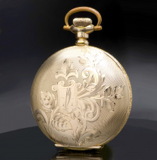Antique 1906 Elgin Pocket Watch with Sailboat Scene Yellow Gold Filled Hunter Case