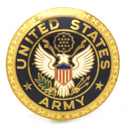 Military Collectible Brass Disc – Army Eagle & Shield, 3½”, Mint Condition