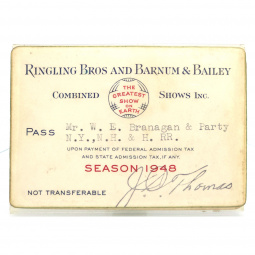 Two Vintage 1946 & 1948 Circus Season Pass – Ringling Brothers & Barnum & Bailey, Rare Collectible