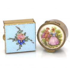 Collectible Vintage Enamel Pill Boxes – Square and Round, Italian Craftsmanship