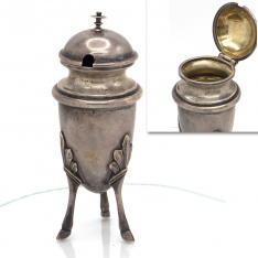 Antique Tiffany & Co. Signed & Numbered 5890 + 705 Sterling Silver Hinged Top Salt Cellar