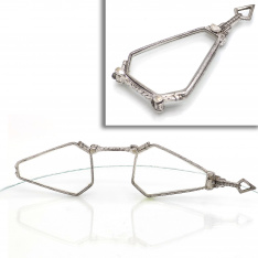 Antique Finely Crafted pair of Button-Release Folding Reading Glasses that may be worn as a Pendant