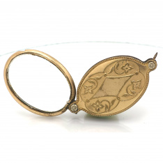 Antique Fold-Out Magnifier – Gold-Tone, Ground Glass Lens, Pendant Ready