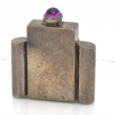 Vintage Deco Sterling Perfume Bottle – Amethyst Dip Applicator, Elegant Collectible