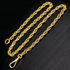 Antique-Style 16" Wheat Link Rolled Gold Plate Pocket Watch Chain