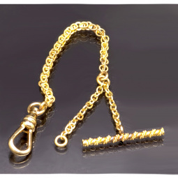 5" Rolled Gold Plate T-Bar Pocket Watch Chain – Extra Links for Fob