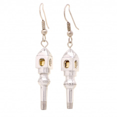 Swiveling Stainless Steel Pocket Watch Key Earrings