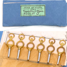 Set of 6 New Old Stock Unsigned Pocket Watch Keys in the Original Packet