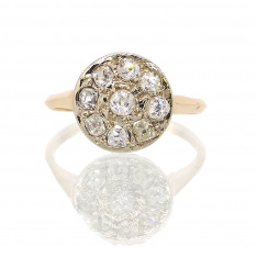 Shield Halo Diamond Ring with Center Stone and 8-Diamond Surround