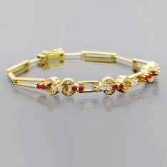 18K Yellow Gold Ruby & Diamond Bracelet