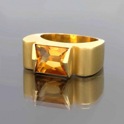 Citrine Ring 18K Yellow Gold | Architectural Style, Size 6¼