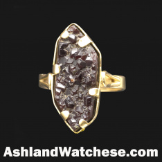 Modern 18K Gold Geometric Anthracite Statement Ring