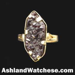 Modern 18K Gold Geometric Anthracite Statement Ring