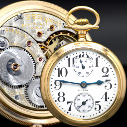 19J BW Raymond Elgin Railroad Pocket Watch with Up/Down Wind Indicator