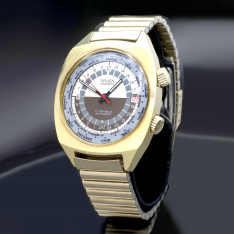 1960s Gruen Ref. 6159-7001 24 Hour World Time Watch | 17J Automatic | Gold Plated Vintage Wristwatch