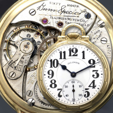 21J 60-Hour Bunn Special Illinois Railroad Pocket Watch