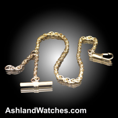 Rolled Gold Plate Pocket Watch Chain w/ Attachment for a Fob – 14.5” Long