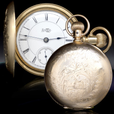Antique Aurora Hunter Case Pocket Watch c.1886 | 18 Size, Engraved Case