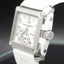 Baume & Mercier Hampton Square XL Wristwatch | Diamonds, Dual Time, Automatic | With Box
