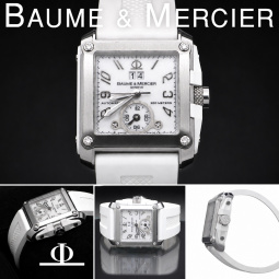 Baume & Mercier Hampton Square XL Wristwatch | Diamonds, Dual Time, Automatic | With Box