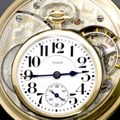 Elgin B.W. Raymond Railroad Pocket Watch 16 Size 19 Jewel Lever Set ca1919 Gold Filled