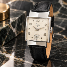 Vintage Elgin Wristwatch c.1940s | White Gold-Filled Square Case | 17 Jewel Manual Wind