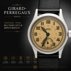 Vintage Girard-Perregaux Military Wristwatch c.1940s | 24-Hour Dial | 17 Jewel | Swiss