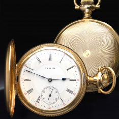 14K Elgin Pocket Watch Circa 1911 with 3 Finger Bridge Movement
