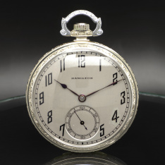 Triple Signed Hamilton Grade 912 Pocket Watch – 17 Jewel Open Face | White Gold Filled