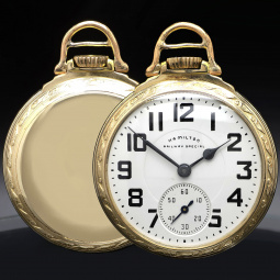 Hamilton 992B Railroad Pocket Watch 16 Size 21 Jewel Triple Signed ca1957 Gold Filled