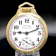 Hamilton 992B Railway Special Railroad Pocket Watch with Bar Over Crown Case CA1969