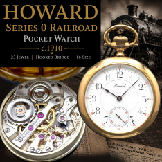 Rare Howard Series 0 Railroad Pocket Watch c.1910 | 23 Jewel | Hooked Bridge | 16 Size