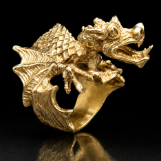 Massive Artisan 14K Gold Dragon Ring | 41.52 Grams | Size 9¼