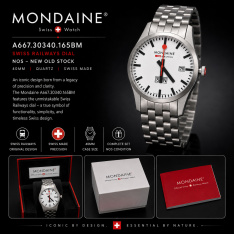 Mondaine A667.30340.165BM Wristwatch NOS | Swiss Railways Dial | 40mm | Complete Set