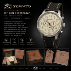 SZANTO Ref. 2002 Chronograph Wristwatch NOS | 46mm | Original Box, Tag & Booklet