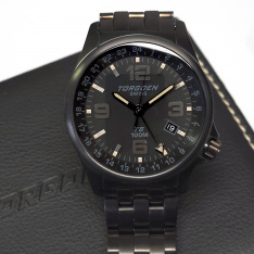 Torgoen Pilot’s Watch T5 GMT Wristwatch – Black Stainless Steel | New Old Stock Full Set