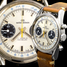 Vintage Wakmann Chronograph Watch 36mm Silver Black Dial | Valjoux 7733 | JP Pingouin Case CA1970s