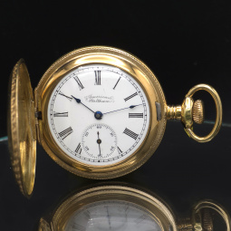 Antique Waltham Hunter Case Pocket Watch c.1898 | 6 Size | Gold Filled | Floral Engraved