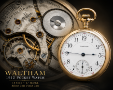 Waltham Pocket Watch CA1912 | 16 Size Yellow Gold Filled, 17 Jewel