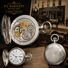2-Tone P.S. Bartlett in Coin Silver Hunter Case Waltham Pocket Watch c.1904 | 18 Size Stiff Bow Case