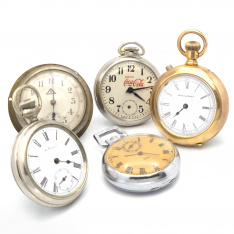 Wholesale Lot of 5 Unusual American Pocket Watches & Chronographs | Parts or Repair | AS IS