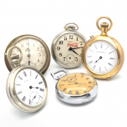 Wholesale Lot of 5 Unusual American Pocket Watches & Chronographs | Parts or Repair | AS IS